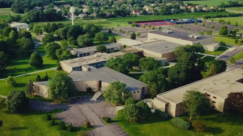 Aerial wide shot of Marmion Academy