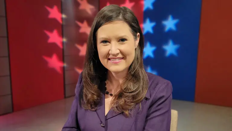 Jennifer Bruzan Taylor on the set of Meet the Candidates at NCTV17