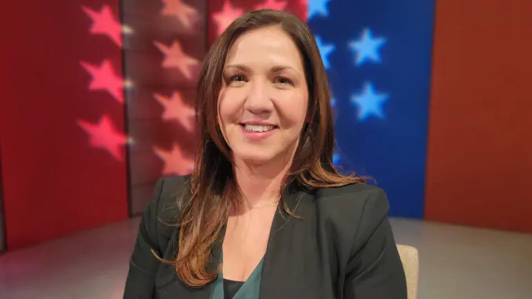 Jillian Langer on the set of Meet the Candidates at NCTV17.