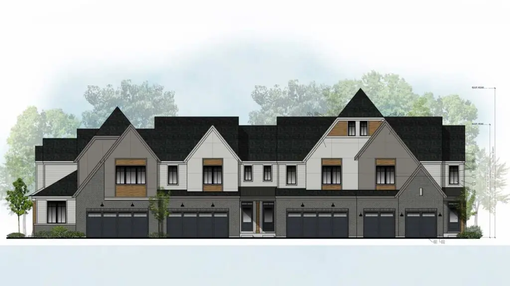 architectural mock-up images of proposed Northwoods of Naperville townhome development