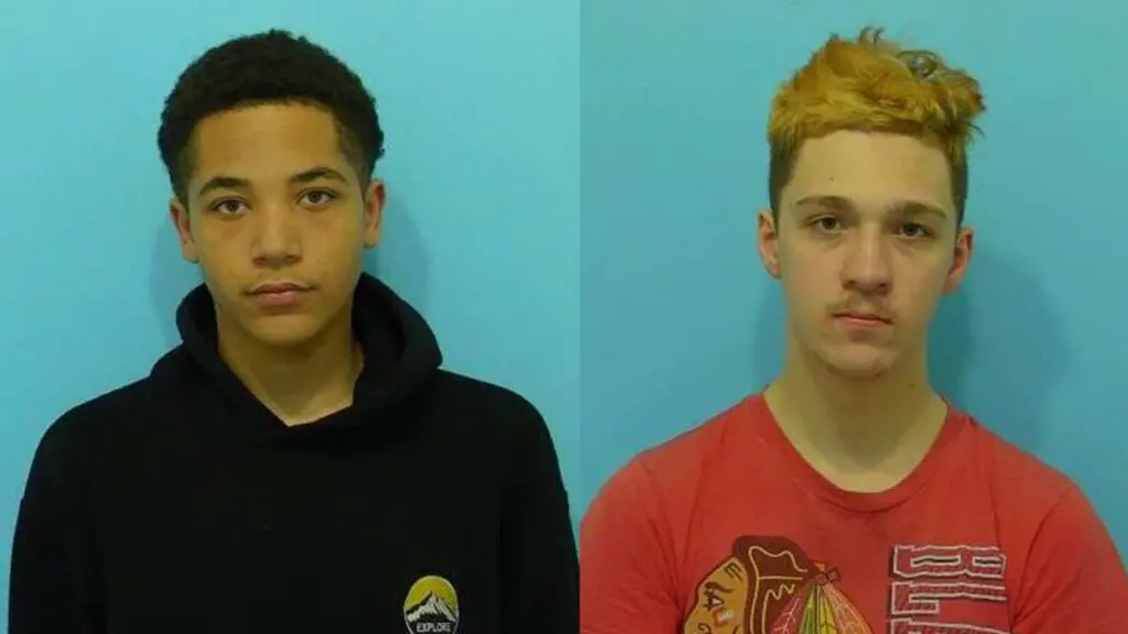 Mugshots of (l to r) Elija I. Castillo, and Jason P. Crumpacker, courtesy Naperville Police Department