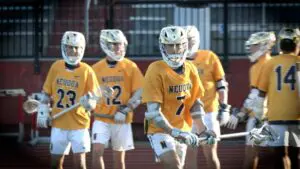 Jonah Frank warms up with Neuqua Valley boys lacrosse.