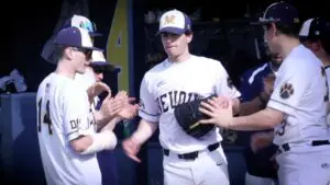 Neuqua Valley baseball introduces the lineup before playing Waubonsie.
