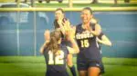 Neuqua Valley girls soccer celebrates a Safa Jeffery goal against Waubonsie Valley.