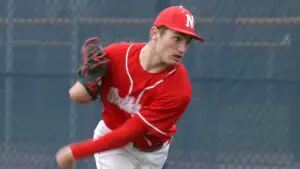 Chase Reeder pitching for Naperville Central baseball