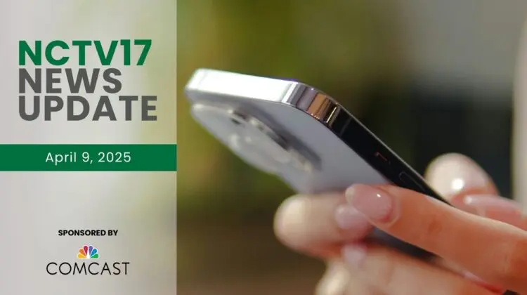 Someone holding their phone with the NCTV17 News Update watermark