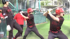 Benet baseball players warm up before facing Naperville North