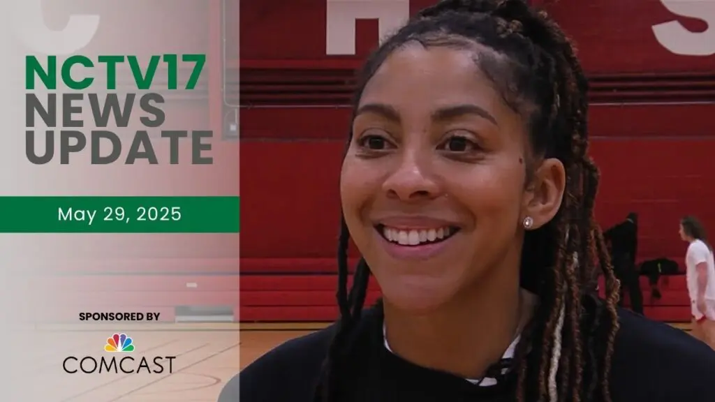 NCTV17 News Update slate for May 29, 2025 with image of Candace Parker smiling in background