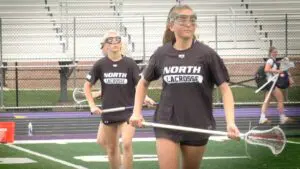 Downers Grove North girls lacrosse warms up before the Sectional Semifinal against Naperville North.