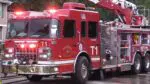Fire causes $300K in damage and displaces family on Syracuse Avenue. Close up a fire truck