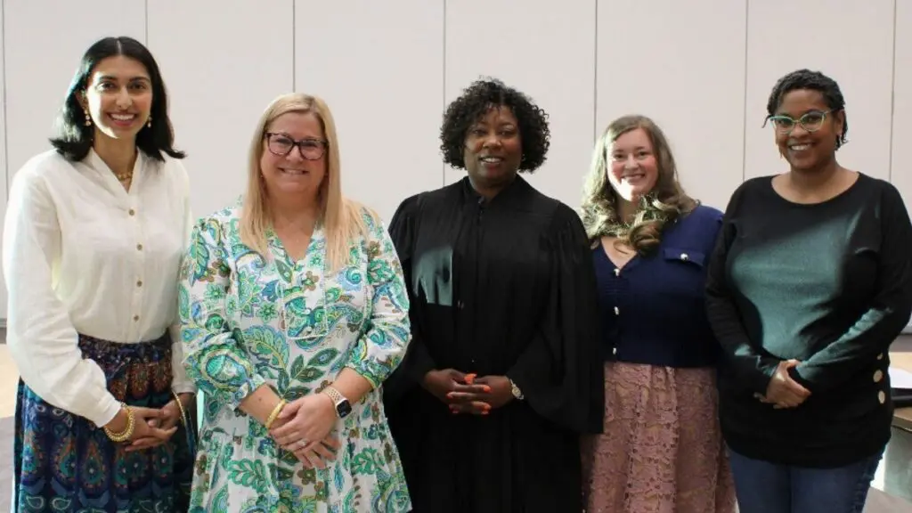 Naperville Park Board Commissioners Balakrishna and Ruffing, Judge Colette Safford, Commissioners Thompson and Ansier standing together