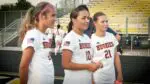 Naperville North girls soccer captains meet up before the game.