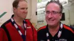 Andy McWhirter and Bill Salentine in two different pictures after winning state tiles.