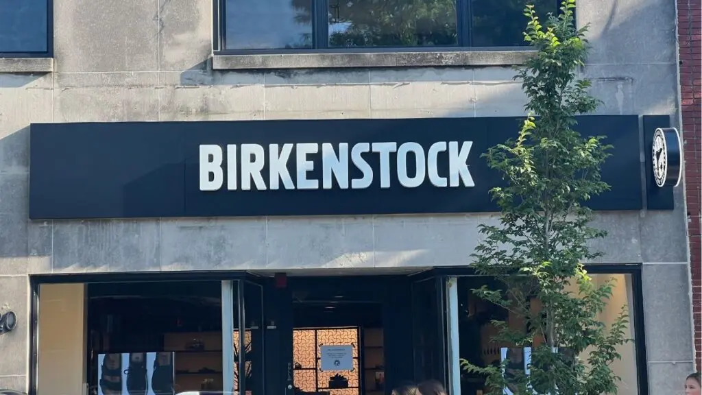 The sign of the Birkenstock in downtown Naperville