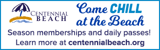 Come Chill at the Beach. Centennial Beach. Learn more at centennialbeach.org