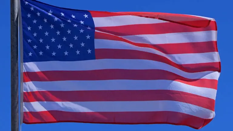 United States flag blowing in the wind
