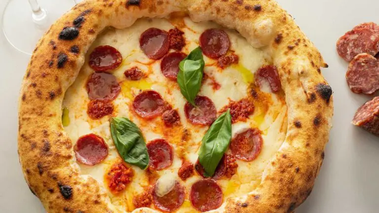 A Neapolitan style pizza with charred pepperoni from Piccolo Buco.