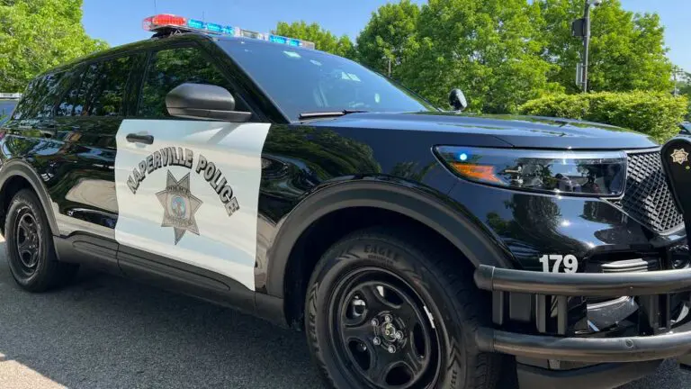 Low angle shot of Naperville police car