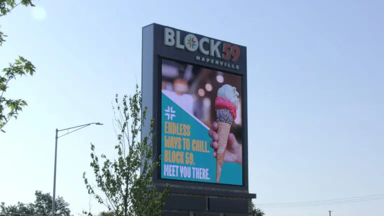 High-Speed Internet Arrives at Naperville’s Block 59. Image of Block 59 sign