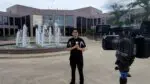 Jesus Cortez reporting for NCTV17 outside Naperville city hall
