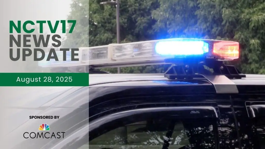 Naperville police car lights with the NCTV17 News Update watermark