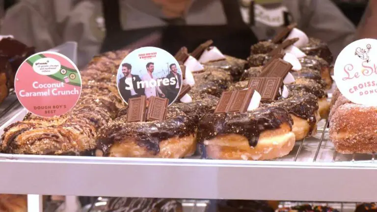 Donuts sit on the shelf at Stan’s Donuts in Naperville.