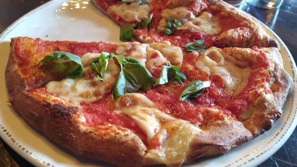 Close up of vegan pizza on plate