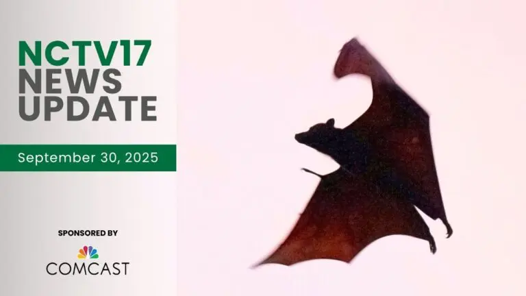 NCTV17 News Update slate for September 30, 2025 with bat silhouette image in background