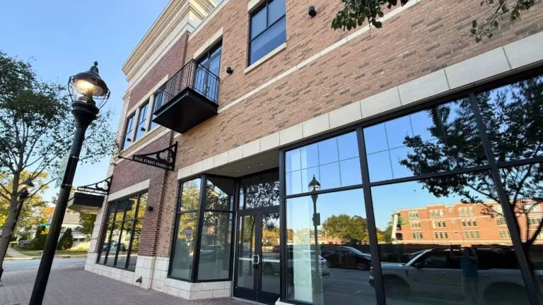 Wide shot of space in Main Street Promenade East building where fitness studio hopes to move in