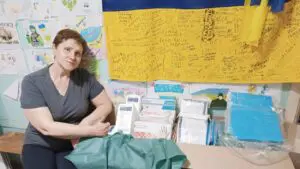 Photo of someone sitting next to medical supplies