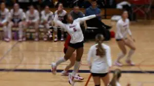 Brooklynne Brass passes perfectly then attacks from the back row in the IHSA Regional Final passes perfectly then attacks for Benet Academy.