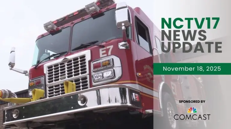 NCTV17 News Update slate for November 18, 2025 with fire truck in background