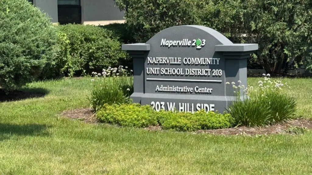 District 203 grappling with recurring deficits in 5-year financial forecast Image of D203 signage