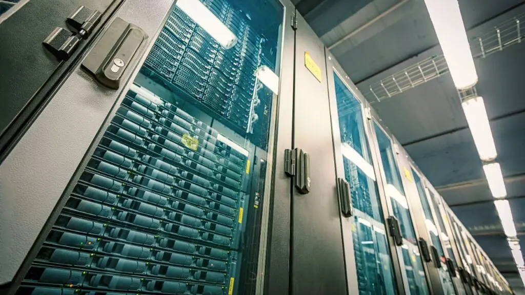 File shot of racks and servers at data center