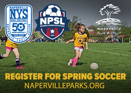 Register for Spring soccer. Napervilleparks.org