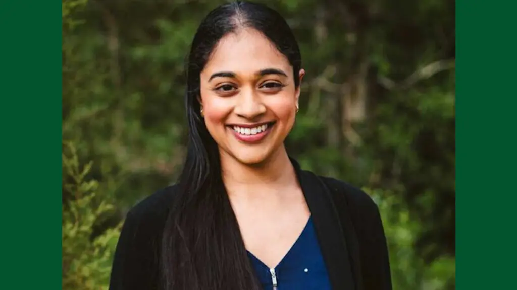 Trisha Prabhu smiling at the camera in a nice, recent photo of her