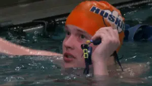 Ben Hanson pulls ahead in this swimming showdown.