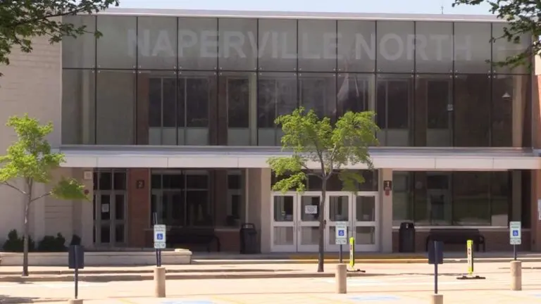 Exterior image of Naperville North High School entrance