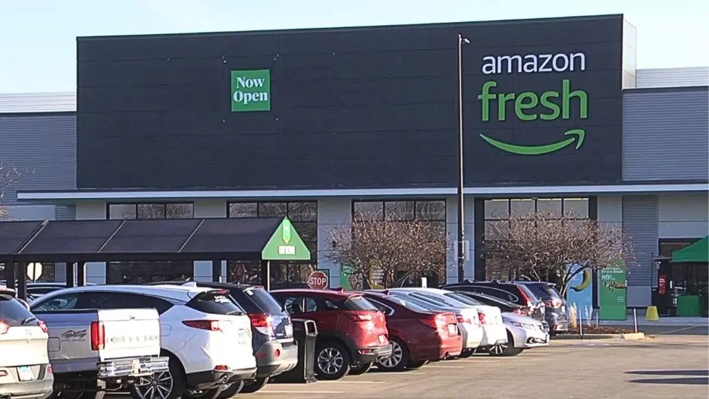 The exterior of a Naperville Amazon Fresh store which is closing soon.
