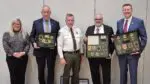 Photo of Naperville Park Board President Leslie Ruffing, Officer Tom Wronski, Park Police Chief Steve Schindlbeck, Officer Jim Goshey, and Lieutenant Scott Wehrli