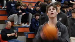 Sean Day locks in and gets ready to shoot in shootaround.