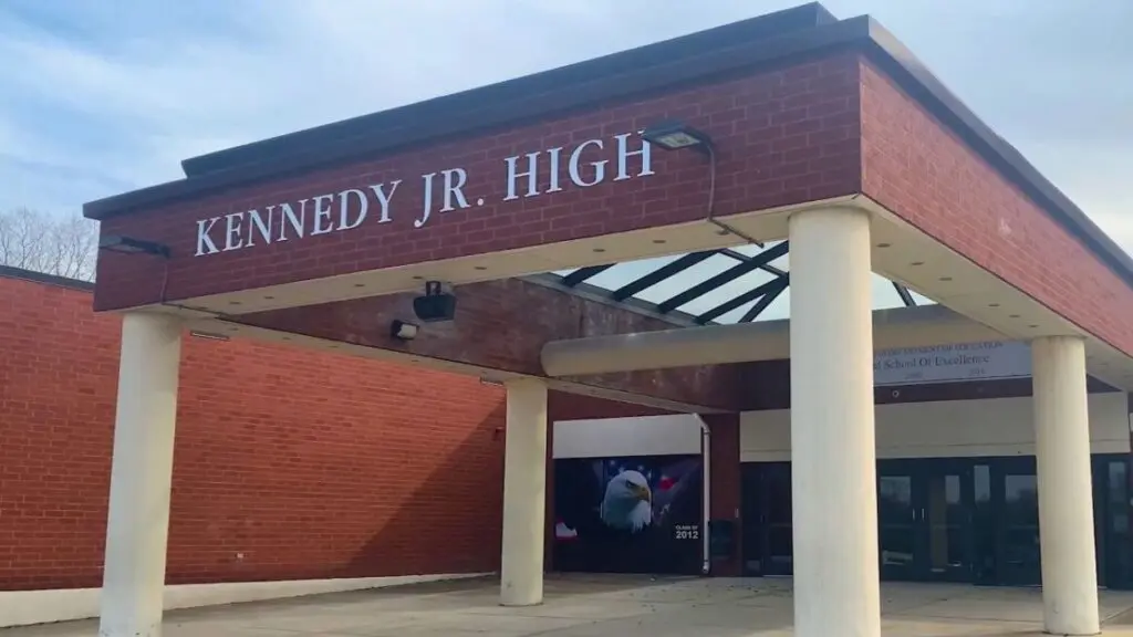 Exterior shot of front of Kennedy Junior High School