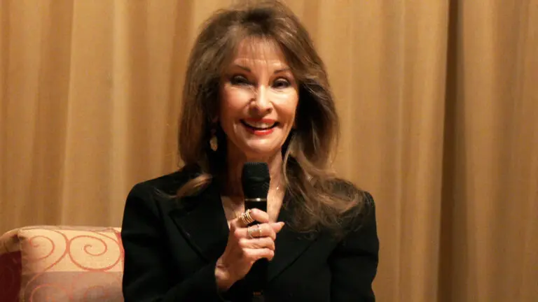 Susan Lucci on stage at Wentz Concert Hall in Naperville talking about her new memoir La Lucci