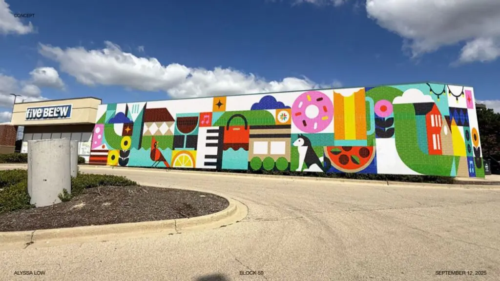 Rendering of mural proposed within Block 59 and Westridge Court development