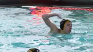 Metea Valley boys water polo player Colin Lauden scores 8 goals en route to a comeback victory over Lincoln-Way West.