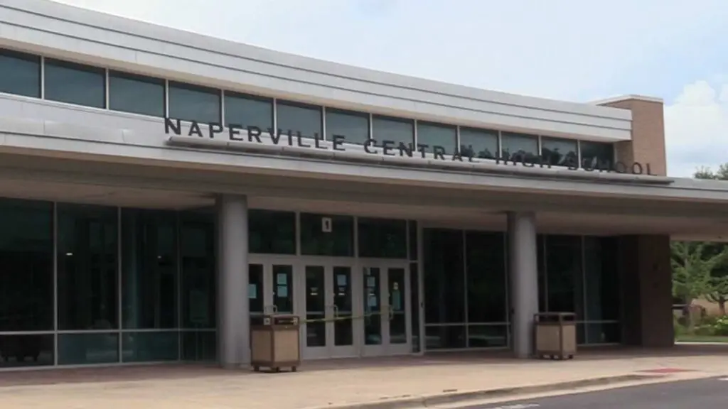 Front entrance of Naperville Central High School