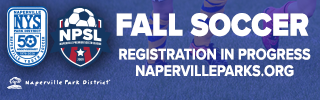Naperville Premier Soccer League. Registration in progress at Napervilleparks.org.
