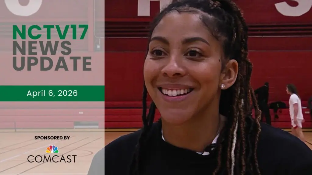 NCTV17 News Update slate for April 6, 2025 with image of Candace Parker who was named to Basketball Hall of Fame in background