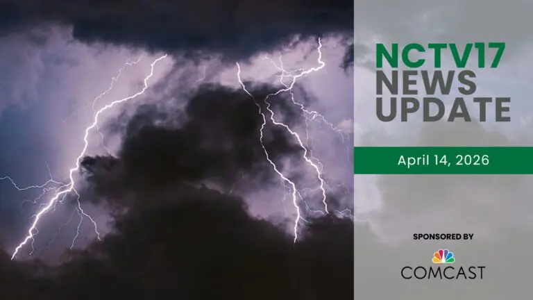 NCTV17 News Update slate with lightning and dark clouds for severe storm in background