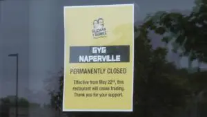 Close up of Guzman y Gomez permanently closed sign